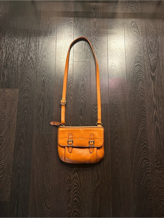 Fossil Handbags - Fossil Women's Leather Crossbody Bag in Deep Orange With Buckles Purse